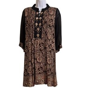 Biograhpie Embellished Floral Print Sheer Sleeve Dress Size S